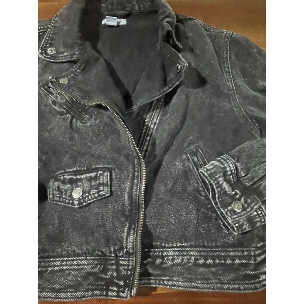 Forever 21 Moto Jacket M 6 8 Denim Black Medium Rock Goth Dark